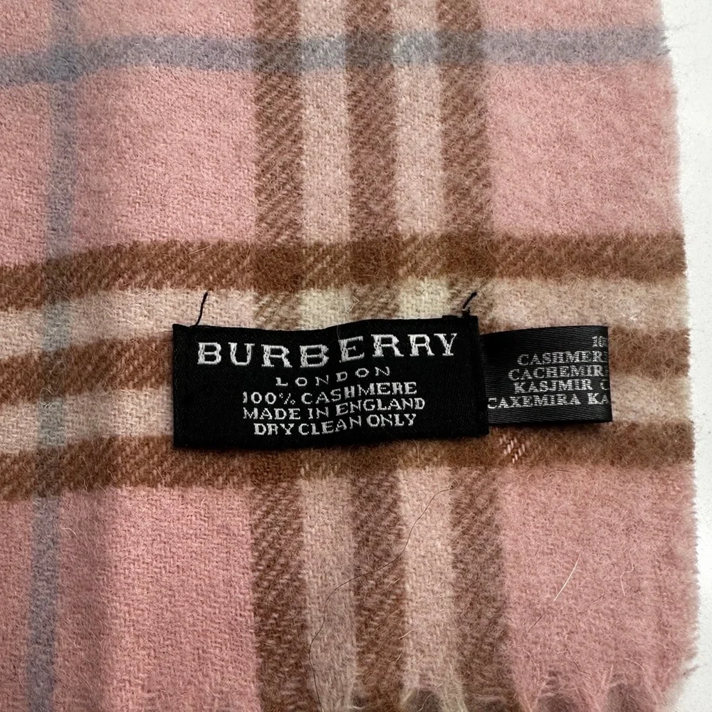 Vintage-Authentic Burberry London Pink Nova Check 100% Cashmere - Picture 3 of 6